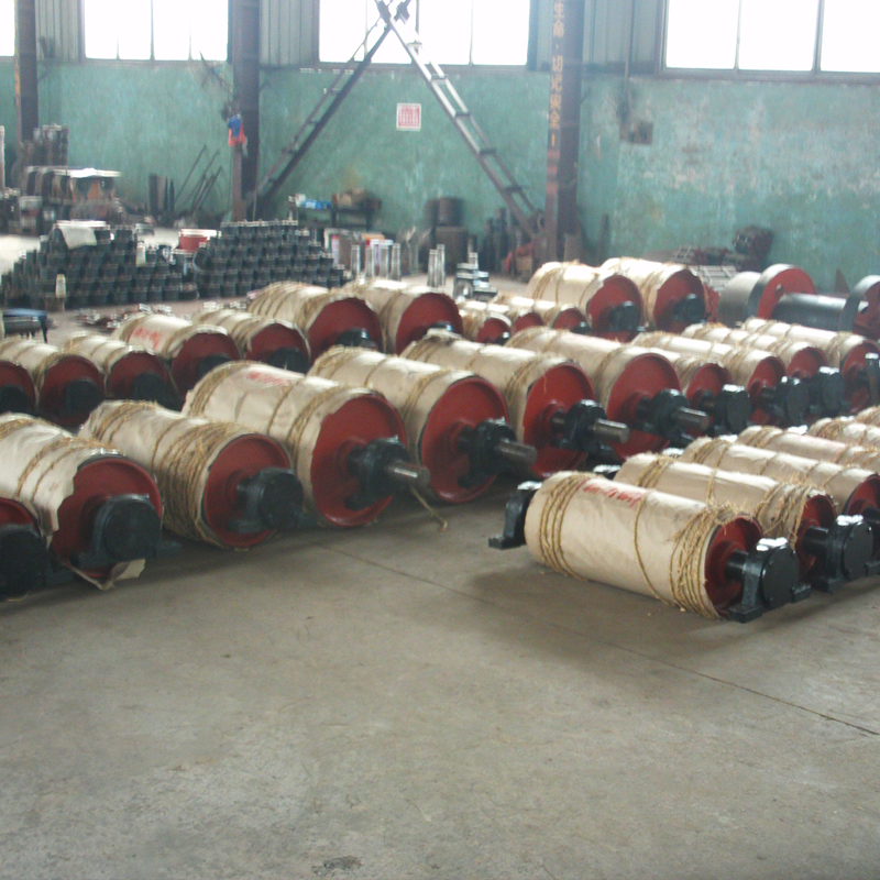 Belt Conveyor Jarak Jauh Diamond Shape Rubber Lagging Pulley