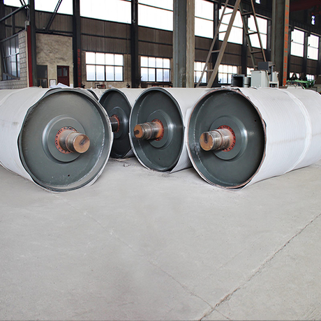 Belt Conveyor Jarak Jauh Diamond Shape Rubber Lagging Pulley